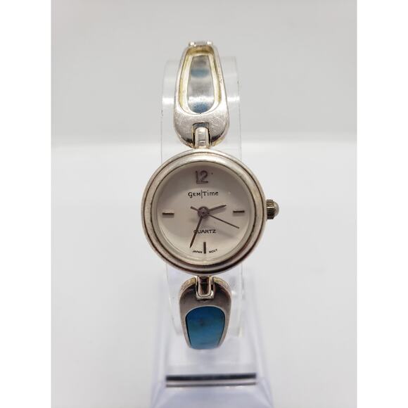 Gem Time women's dress watch. Small silver and white face. Blue bead band. GT-03 - Picture 1 of 8